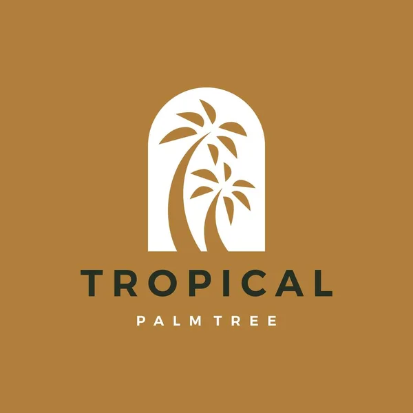 Bohemio Palmera Nicho Puerta Logo Vector Icono Ilustración — Vector de stock