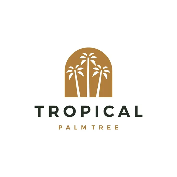 Bohemio Palmera Nicho Puerta Logo Vector Icono Ilustración — Vector de stock