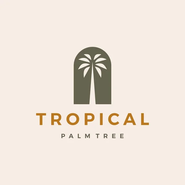 Bohemio Palmera Nicho Puerta Logo Vector Icono Ilustración — Vector de stock