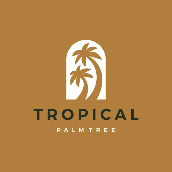 Bohemio Palmera Nicho Puerta Logo Vector Icono Ilustración — Vector de stock