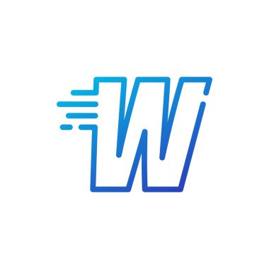 w harfi tire hızlı dijital işaret çizgisi logo vektör simgesi çizimi
