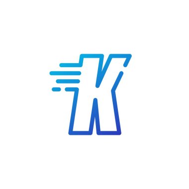 k harfi tire hızlı dijital işaret çizgisi logo vektör simgesi çizimi