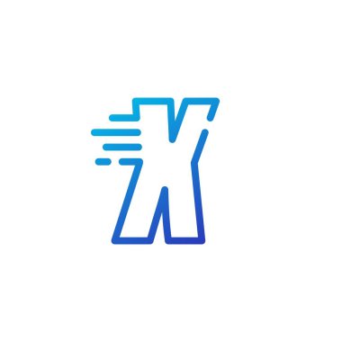 x harfi tire hızlı dijital işaret çizgisi logo vektör simgesi çizimi