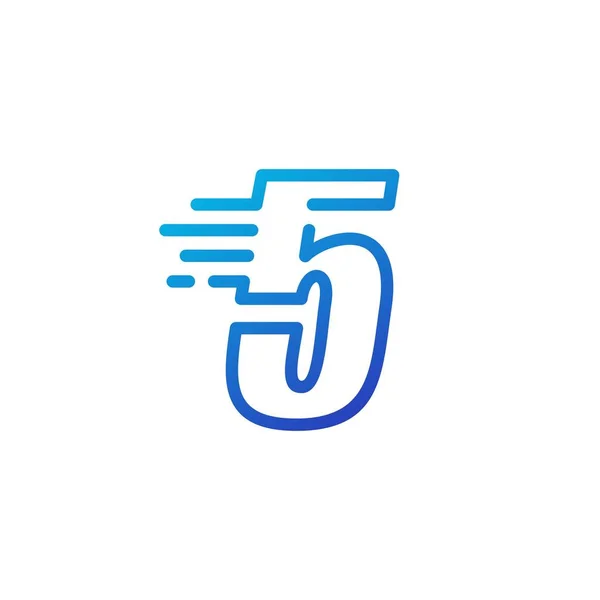 Cinco Número Traço Rápido Marca Digital Linha Esboço Logotipo Ícone —  Vetores de Stock
