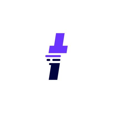 Harf tire küçük teknoloji dijital hızlı dağıtım hareketi mavi logo vektör illüstrasyonu