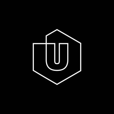 letter u mark hexagon hexagonal logo vector icon illustration