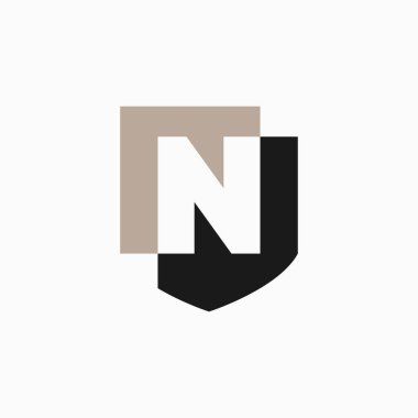 n harfi kalkan koruması güvenlik logo vektör resimleme