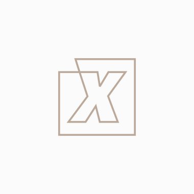 x harfi işaret kare logo vektör illüstrasyonu