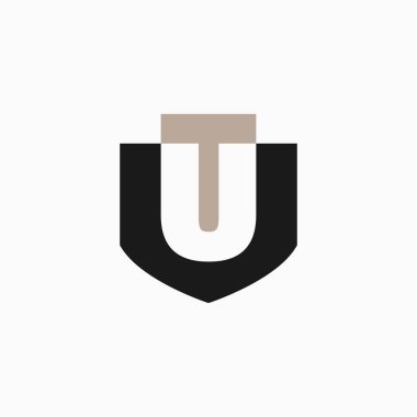 u harf kalkanı koruma logo vektör resimleme