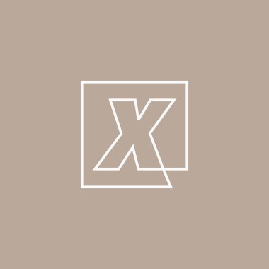 x harfi işaret kare logo vektör illüstrasyonu
