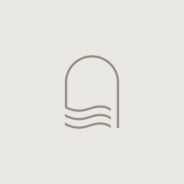 niche door sea water wave logo vector icon illustration