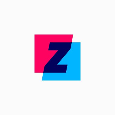 z harfi işaret kare logo vektör çizimi
