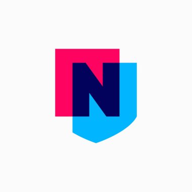 n harfi kalkan koruması güvenlik logo vektör resimleme