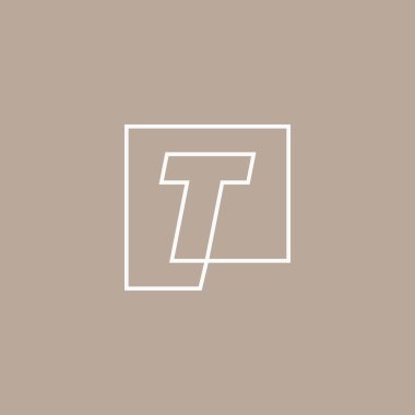t harfi kare logo vektör illüstrasyonu