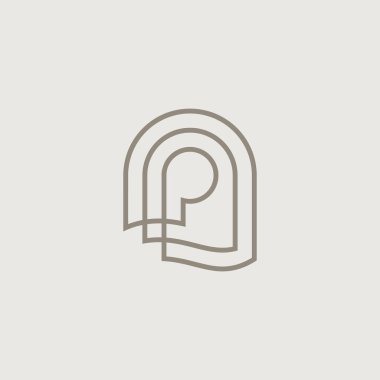 p harfi niş kapı logo vektör resimleme