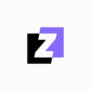 z harfi işaret kare logo vektör çizimi