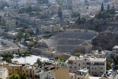 Amman, Ürdün 'den Roma Tiyatrosu' nun panoramik görüntüsü