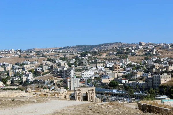 Jerash Gerasa Antik Romersk Huvudstad Och Största Stad Jerash Governorate Royaltyfria Stockfoton