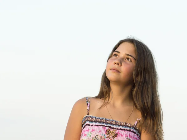 Outdoor portrait of the girl of 14 years old. — Stock Photo, Image