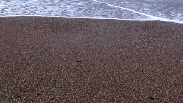 Spiaggia Sabbia Onde Sul Mare Onde Sullo Sfondo Sabbia — Video Stock