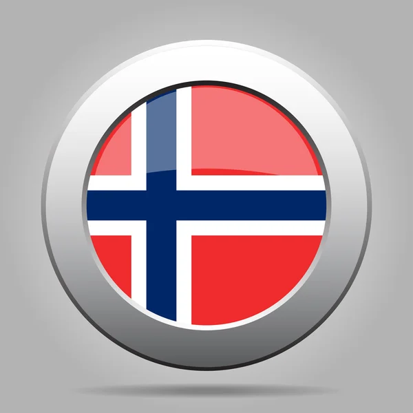ノルウェーの国旗を持つ金属ボタン — ストックベクタ