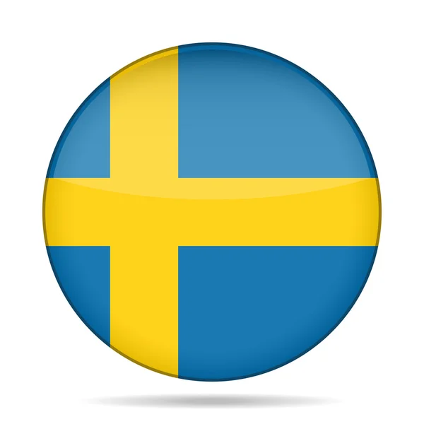 Botón con bandera de Suecia — Vector de stock