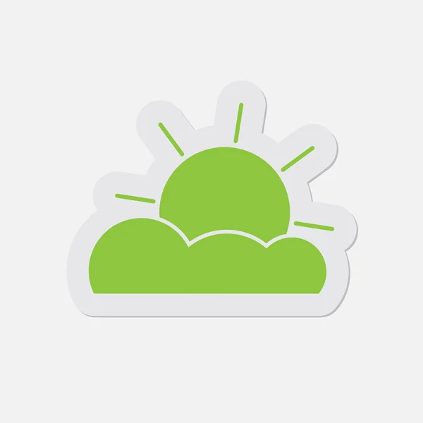 Enkel grön ikon - Växlande molnighet — Stock vektor