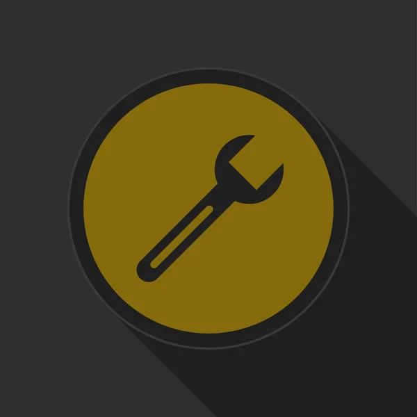 Donker grijs en geel pictogram - spanner — Stockvector