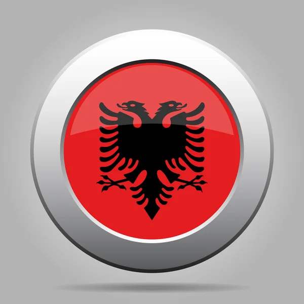 Μεταλλικό κουμπί με σημαία της Αλβανίας — Διανυσματικό Αρχείο