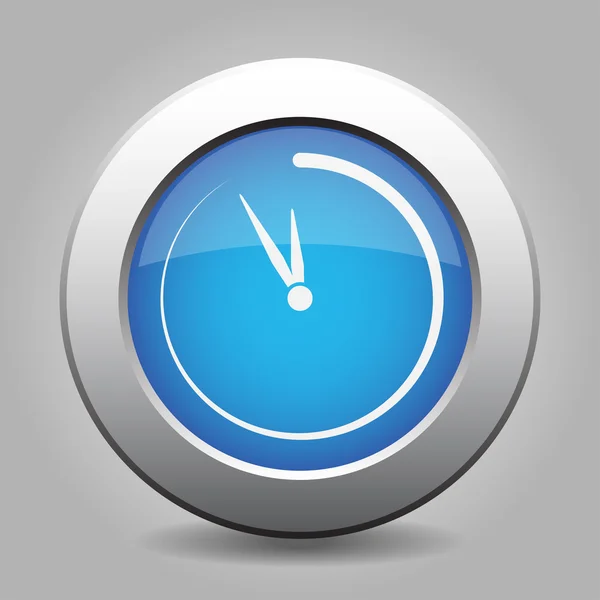 Blauwe metalen knop met last-minute klok — Stockvector