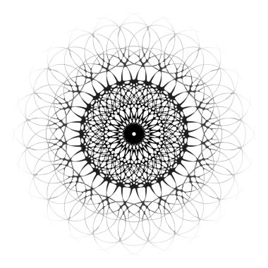 Merkezi göz ile siyah süs mandala