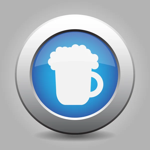 ビールと青の金属ボタン — ストックベクタ