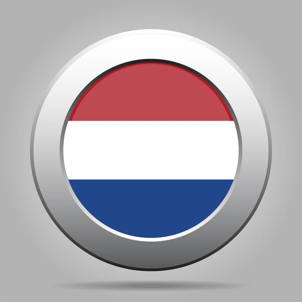 Metal button with flag of Netherlands — Stock Vector