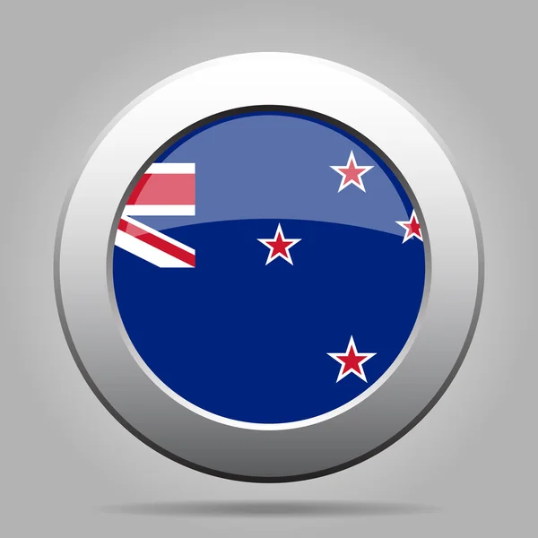 Metal button with flag of New Zealand — Stock Vector