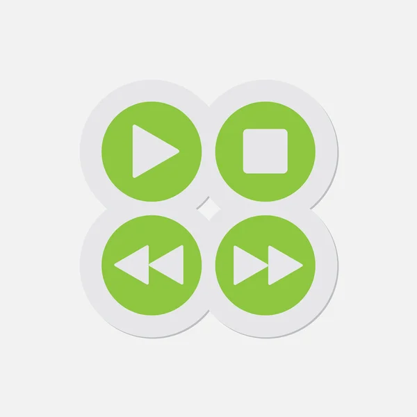 Einfaches grünes Symbol - vier Musik-Steuerungstasten — Stockvektor