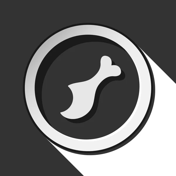 Icono - pierna de pollo roído con sombra — Vector de stock
