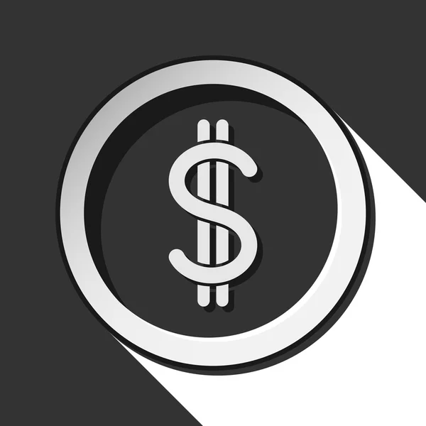 Icono - dólar símbolo de moneda con sombra — Vector de stock