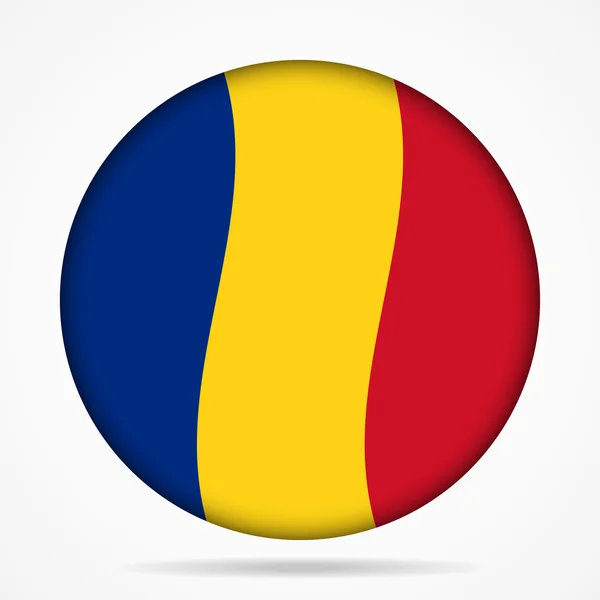 Botón con bandera ondeante de Rumania — Vector de stock