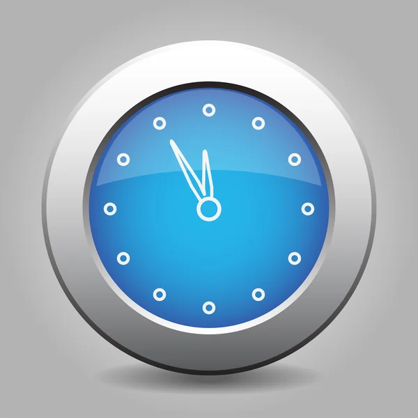 Blue metal button with last minute clock — Stock Vector