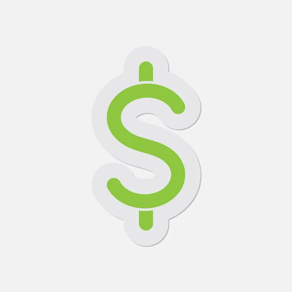 Icono verde simple - símbolo de moneda de dólar — Vector de stock