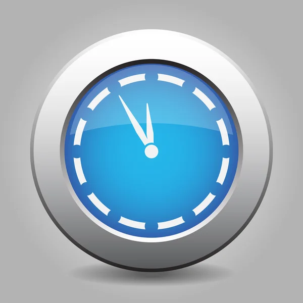 Blue metal button with last minute clock — Stock Vector