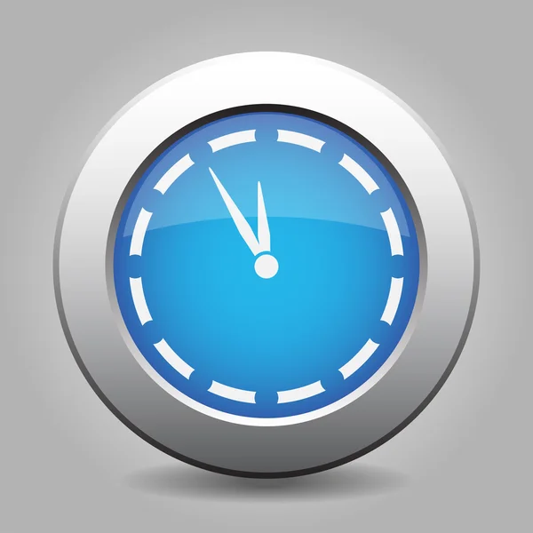 Botão de metal azul com relógio de última hora — Vetor de Stock