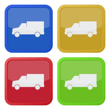 kamyon araba ile dört kare simge kümesi