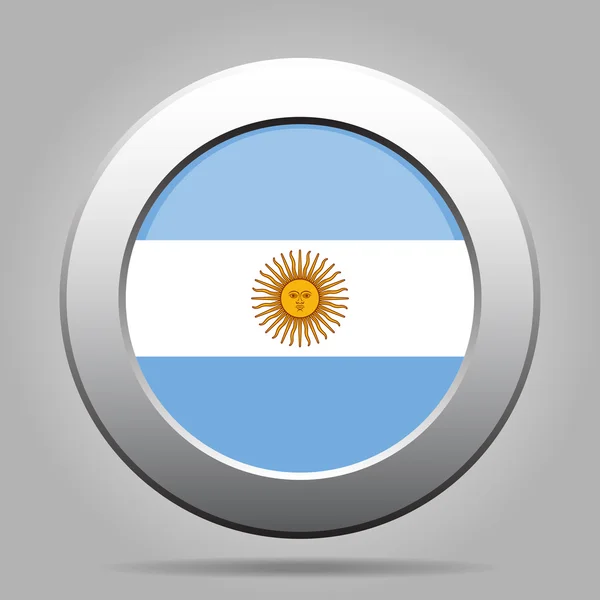 Botón de metal con bandera de Argentina — Vector de stock