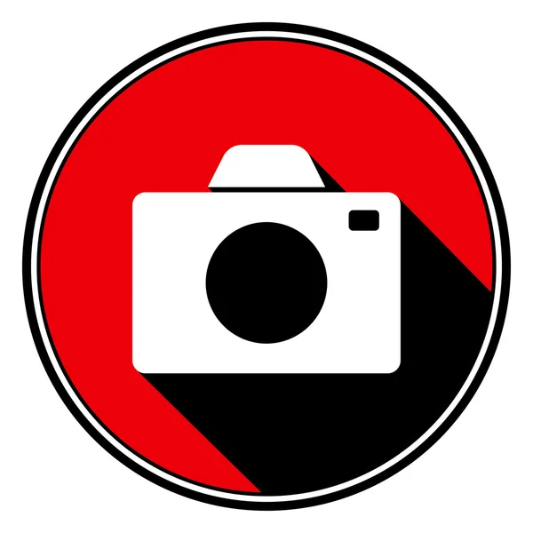Красный информационный значок - белый фотоаппарат — стоковый вектор