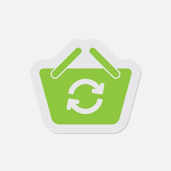 Ícone verde simples - atualização cesta de compras — Vetor de Stock