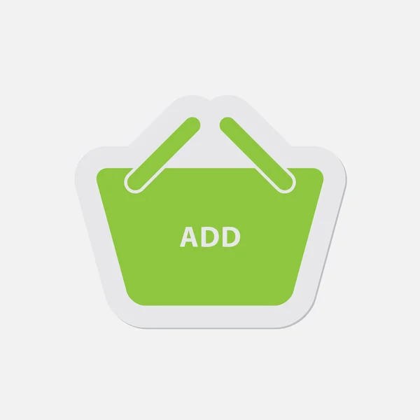 Ícone verde simples - cesta de compras adicionar — Vetor de Stock