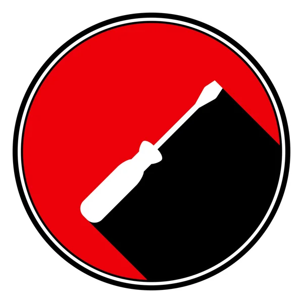 Rode informatie icon - witte schroevendraaier — Stockvector