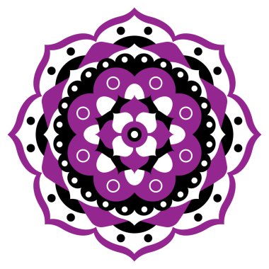 mor, beyaz ve siyah mandala - çiçek şekil