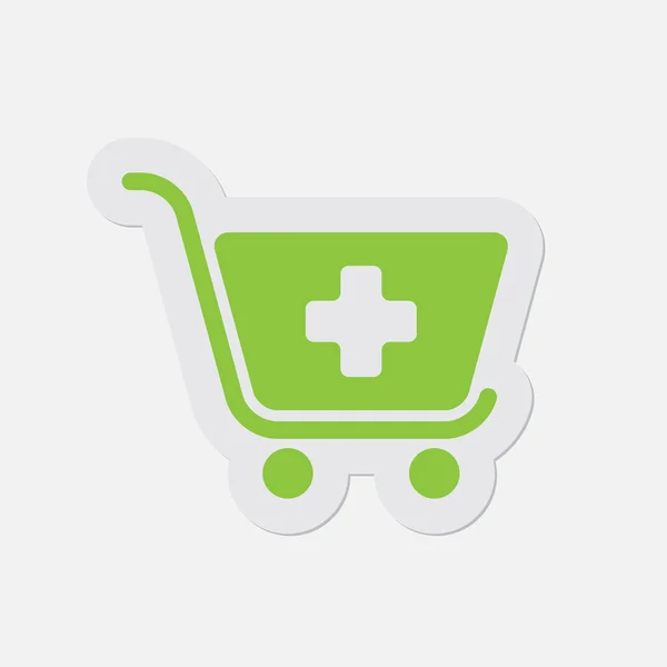 Simple green icon - shopping cart plus — Stock Vector